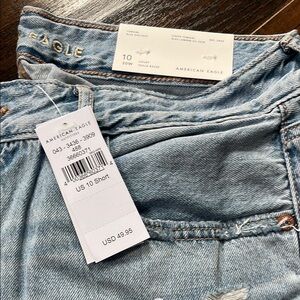 American Eagle Outfitters Blue Straight Leg Jeans with Soft Stonewash